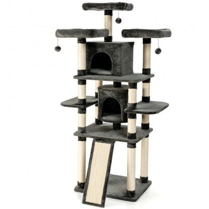 67 Inch Multi-Level Cat Tree with Cozy Perches Kittens Play House