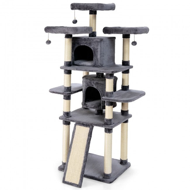 67 Inch Multi-Level Cat Tree with Cozy Perches Kittens Play House