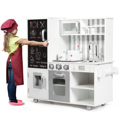 Costway Wooden Pretend Play Kitchen Sets with Simulated Sound