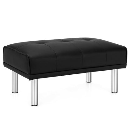 Ottoman Footrest Stool PU Leather Seat with Metal Legs