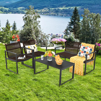 4-Piece Patio Furniture Conversation Set with Sofa Loveseat