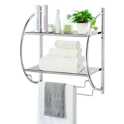 2-Tier Wall Mount Shower Organizer Towel Storage Rack