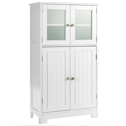 Bathroom Floor Storage Locker Kitchen Cabinet with Doors and Adjustable Shelf