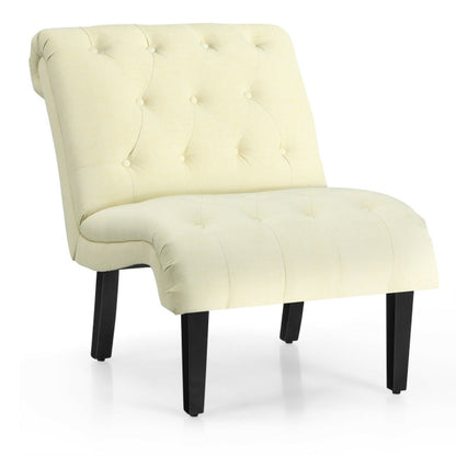 Upholstered Tufted Lounge Chair with Wood Leg