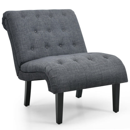 Upholstered Tufted Lounge Chair with Wood Leg