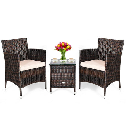 3-Piece Ergonomic Wicker Patio Conversation Set