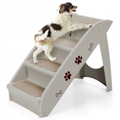 Collapsible Plastic Pet Stairs 4 Step Ladder for Small Dog and Cats