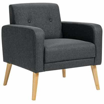 Modern Accent Chair Upholstered Linen Armchair with Rubber Wood Legs