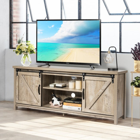 TV Stand Media Center Console Cabinet with Sliding Barn Door