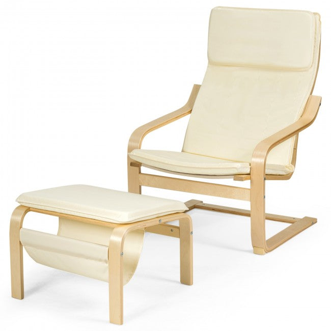 Relax Bentwood Lounge Chair Set with Magazine Rack