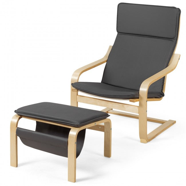 Relax Bentwood Lounge Chair Set with Magazine Rack