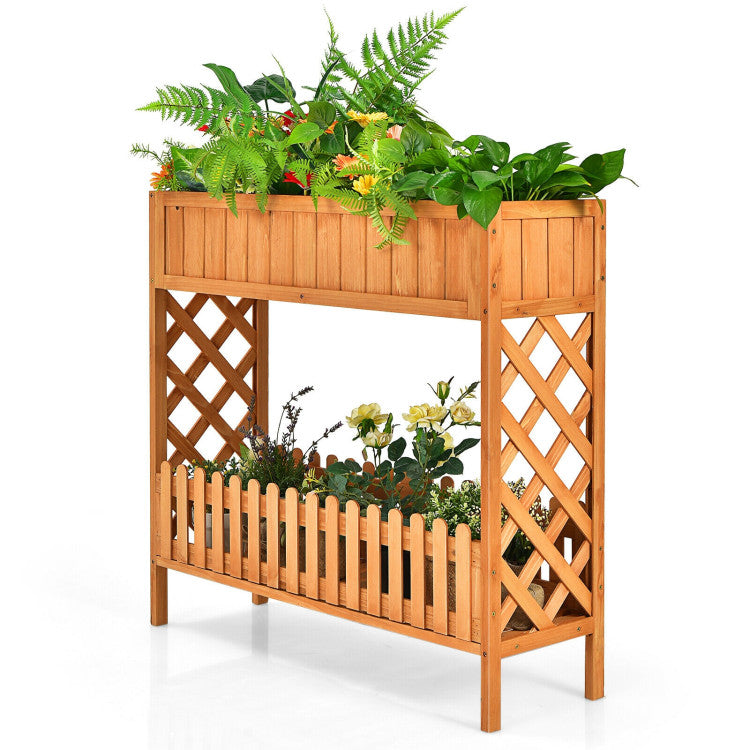 Wooden 2-Tier Raised Garden Bed