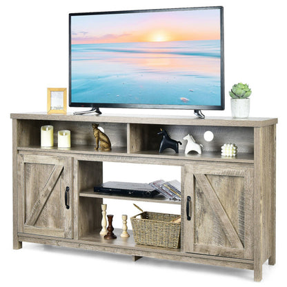 59 Inch TV Stand Media Center Console Cabinet with Barn Door for TV's 65 Inch