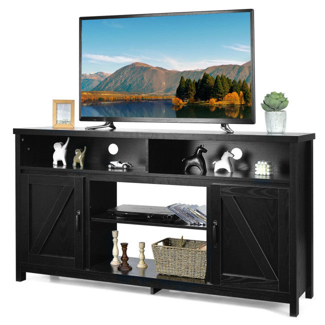 59 Inch TV Stand Media Center Console Cabinet with Barn Door for TV's 65 Inch