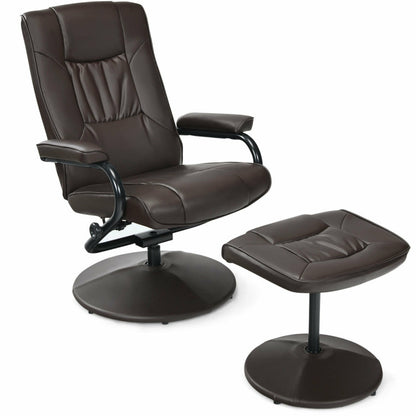 360° PVC Leather Swivel Recliner Chair with Ottoman