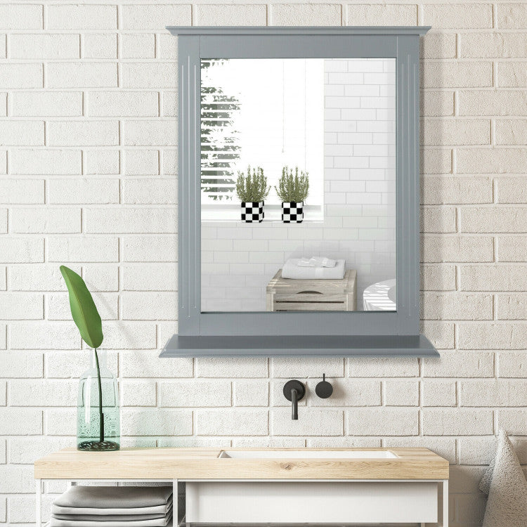 Wall-Mounted Multipurpose Vanity Mirror with Shelf