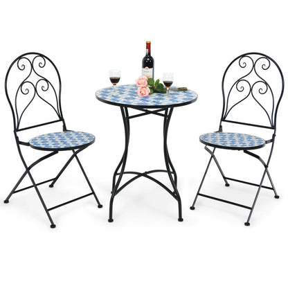 3-Piece Patio Bistro Furniture Set with Mosaic Design