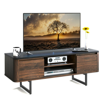 TV Stand Entertainment Media Console with 2 Cabinets and Adjustable Shelf