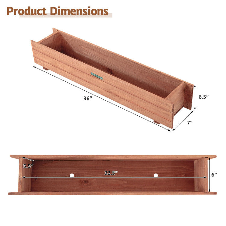 Wooden Decorative Planter Box for Garden, Yard, and Window