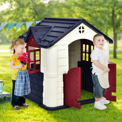 Costway Kid’s Playhouse Pretend Toy House For Boys and Girls 7 Pieces Toy Set