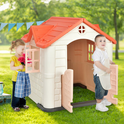 Costway Kid’s Playhouse Pretend Toy House For Boys and Girls 7 Pieces Toy Set