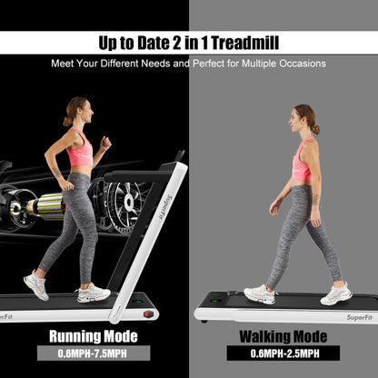 Costway 2.25HP 2-in-1 Folding Treadmill with Bluetooth Speaker Remote Control