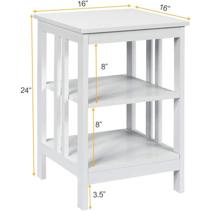 3-Tier Nightstand Sofa Side Table with Baffles and Round Corners