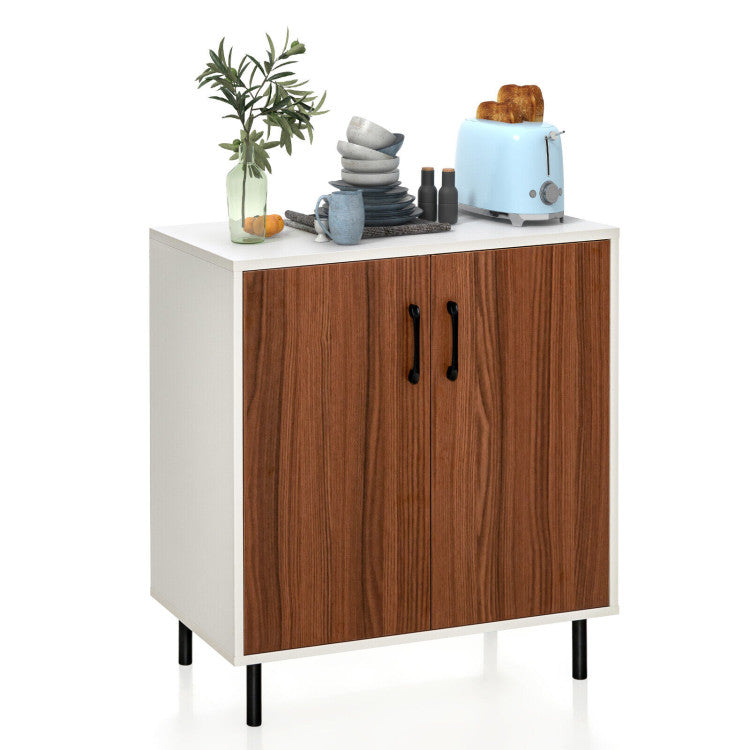 Wood Buffet Side Cabinet with 2 Doors and 5-Position Adjustable Shelf