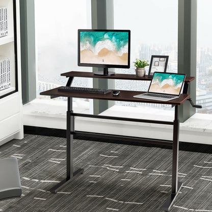 2-Tier Height Adjustable Sit to Standing Desk with Monitor Stand