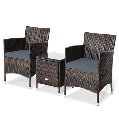 3-Piece Ergonomic Wicker Patio Conversation Set