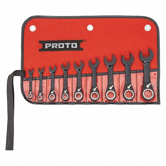 Stubby Ratcheting Wrench Set, Combination