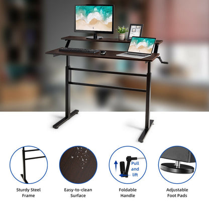 2-Tier Height Adjustable Sit to Standing Desk with Monitor Stand