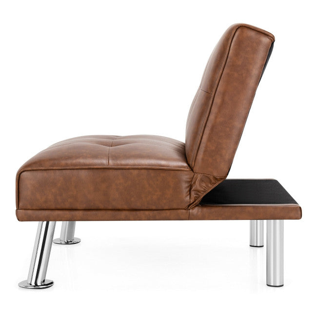 Single Sofa Lounge Chair with Metal Legs and Adjustable Backrest