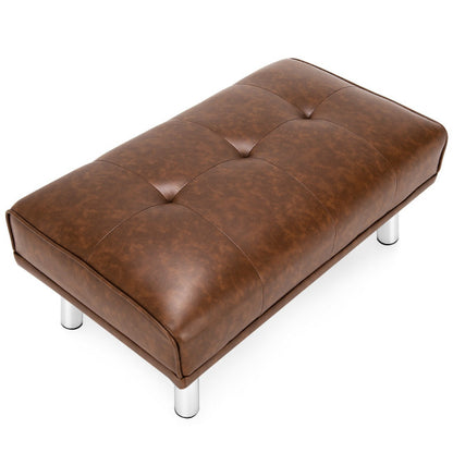 Ottoman Footrest Stool PU Leather Seat with Metal Legs