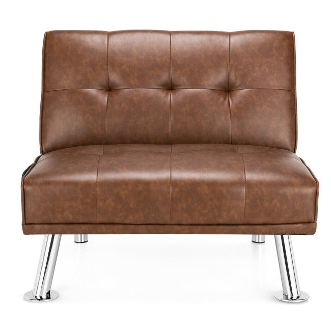 Single Sofa Lounge Chair with Metal Legs and Adjustable Backrest