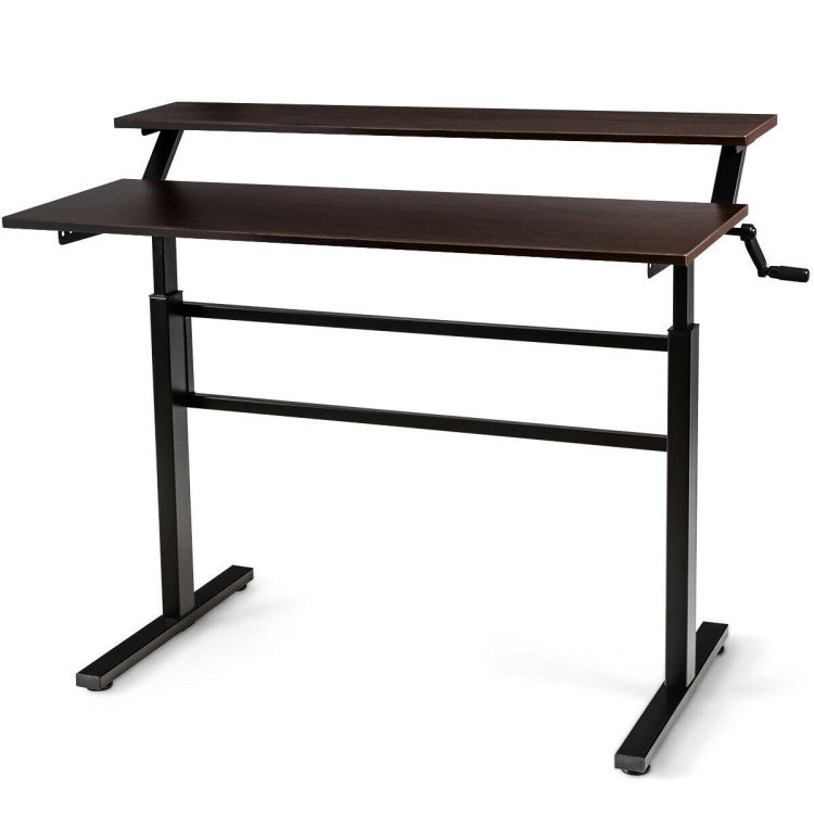 2-Tier Height Adjustable Sit to Standing Desk with Monitor Stand