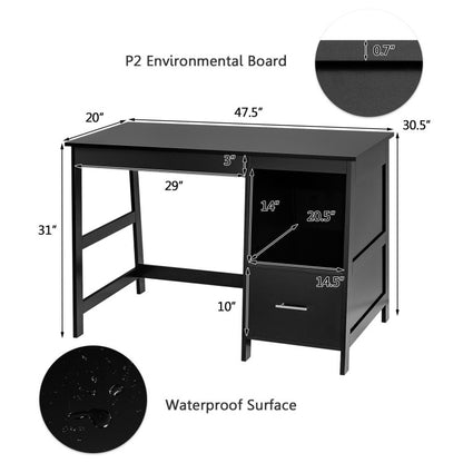47.5-Inch Modern Computer Desk with 2 Storage Drawers
