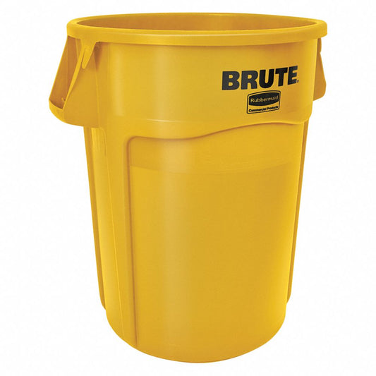 44 gal. Plastic Round Trash Can, Yellow