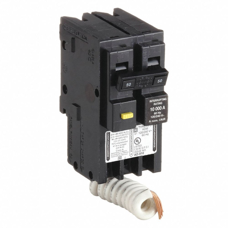Miniature Circuit Breaker, 50 A, 120/240V AC, 2 Pole, Plug In Mounting Style, HOM Series