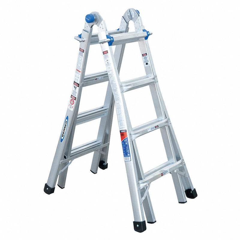 Werner Multipurpose Ladder, Extension, Scaffold, Staircase, Stepladder Configuration, 15 ft, Aluminum