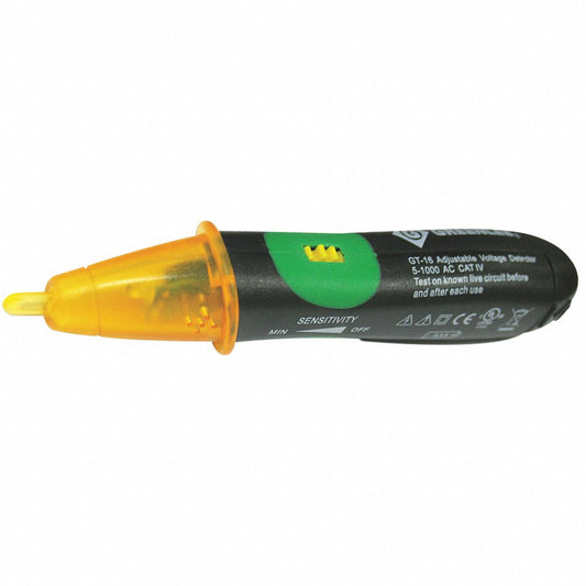 Adjustable Voltage Detector, 5 to 1000V AC, 5 in Length, Audible, Visual Indication