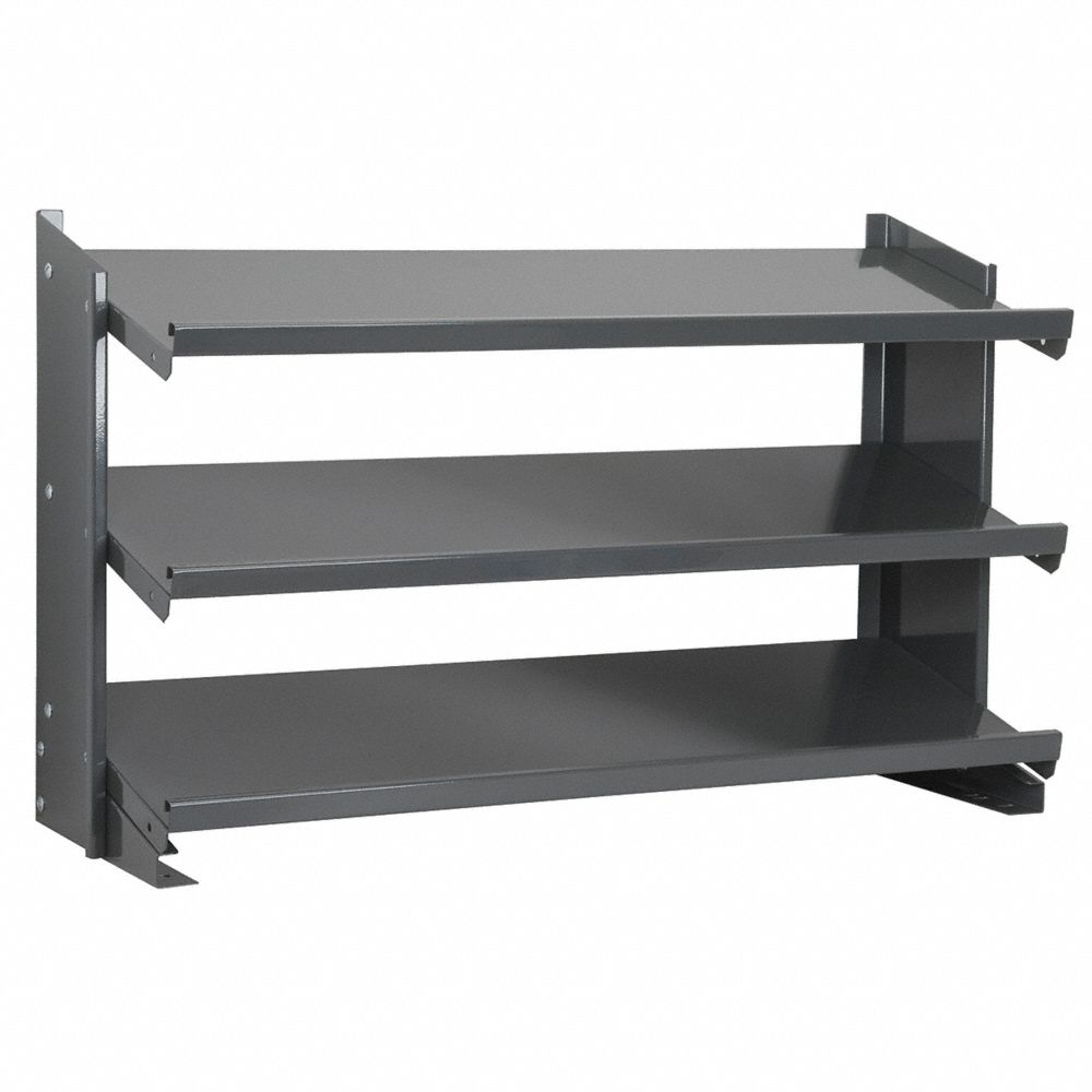 Akro-Mils APRBENCH Work Bench Storage Rack for Plastic Bins – 3 Angled Shelves (36-Inch W x 12-Inch D x 25-Inch H), Gray