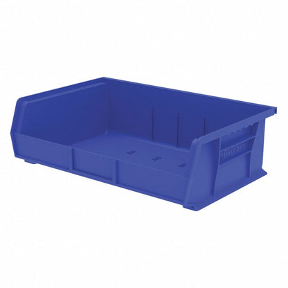 Akro-Mils 30255 Blue Hang and Stack Bin, 10-7/8"L x 16-1/2"W x 5"H, Load Capacity: 60 lb