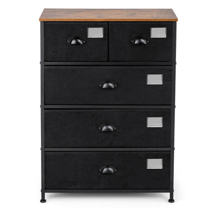 5-Drawer Storage Dresser with Labels and Removable Fabric Bins