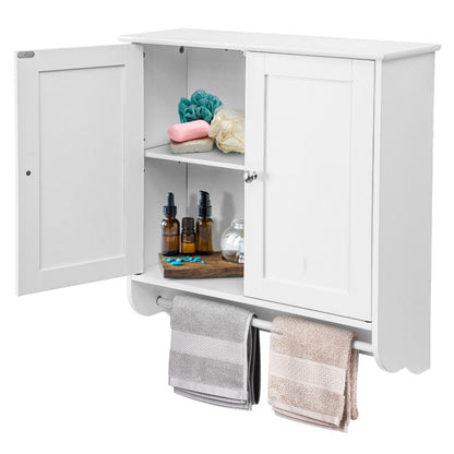 Costway Wall Mounted Bathroom Storage Medicine Cabinet with Towel Bar