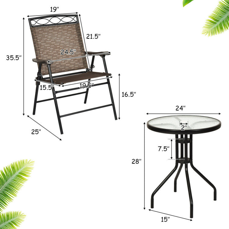 Patio Dining Set with Patio Folding Chairs and Table