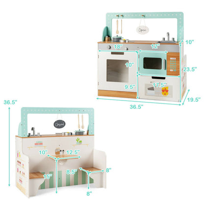 Costway 2-in-1 Kids Wooden Pretend Cooking Playset Toy