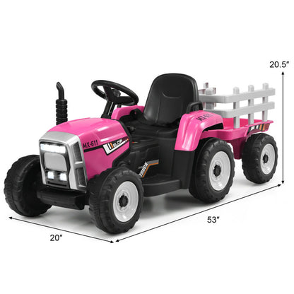 12V Ride-on Tractor with 3-Gear-Shift Ground Loader for Kids 3+ Years Old