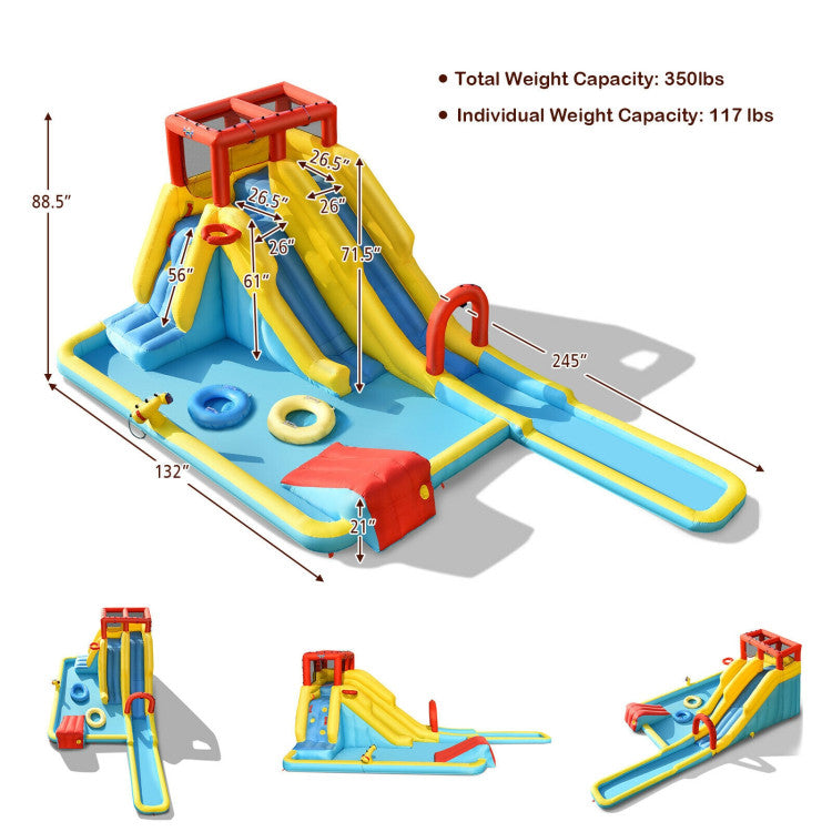 Costway 7-in-1 Inflatable Dual Slide Water Park Bounce House Without Blower