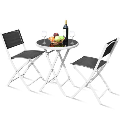 3-Piece Patio Folding Bistro Set for Balcony or Outdoor Space